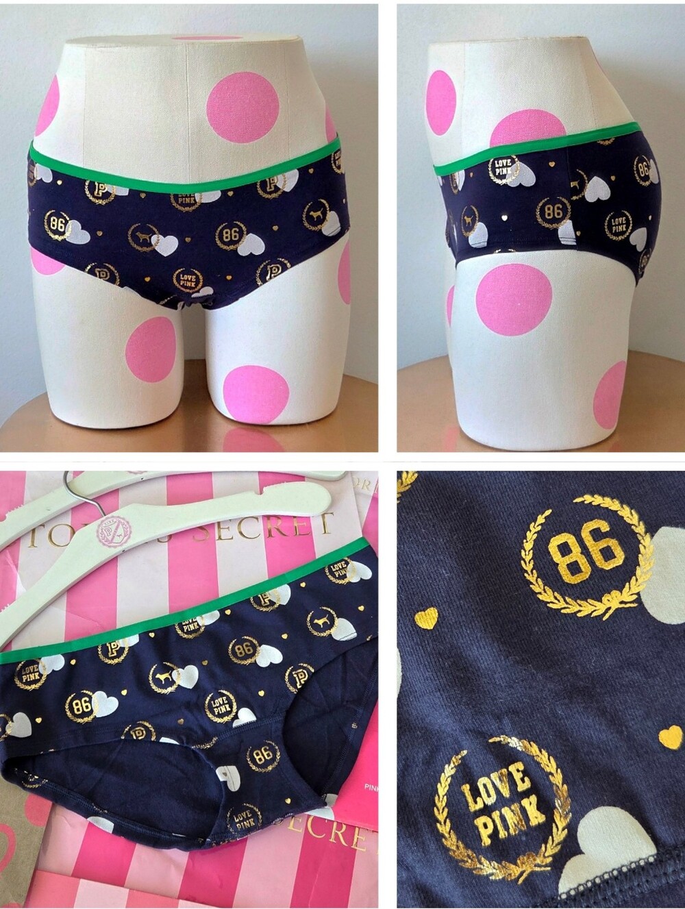 Victoria's Secret PINK VTG Low Rise Iconic Logo Puppy Dog Hipster Panty NWT